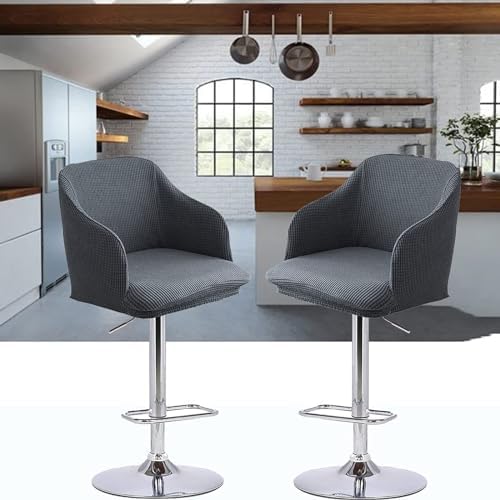 Modern Curved Back Bar Stool Slipcover 2PCS Yellowish White