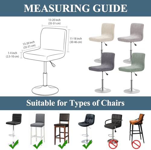 Gollense Stretch Bar Stool Covers with Backs 4 Pack