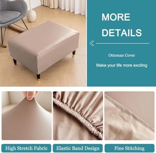 MCOSU Ottoman Cover Stretch Faux Leather Stool Protector