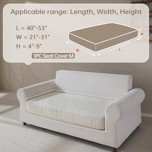 QIANMEW Couch Cushion Cover M Ivory Super Stretch