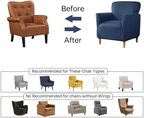 Stretch Velvet Armchair Slipcover for Living Room with Anti-Slip Design