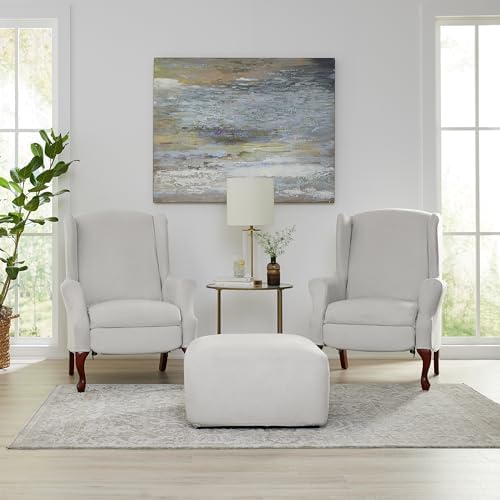 SureFit Ultimate Stretch Suede Ottoman Slipcover Light Gray