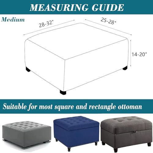 ANWUCHEN Medium Blue Stretch Jacquard Ottoman Cover