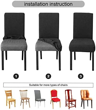 Genina Dining Chair Covers 6 PCS Beige Stretch Slipcovers