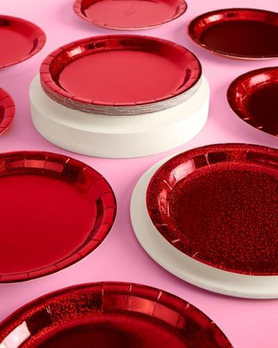 XO Fetti Holographic Red Foil Plates 25 Pack