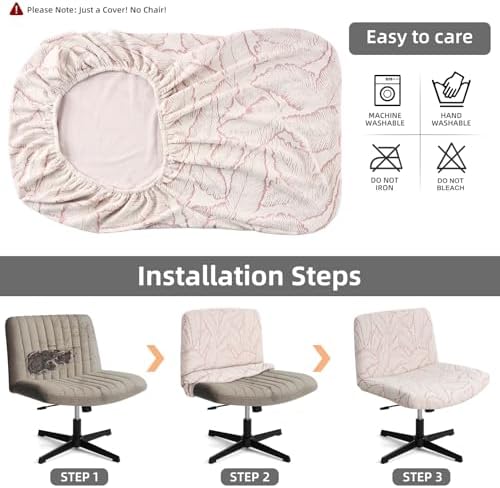 Fuloon Armless Chair Slipcover Reed-Jacquard Pink