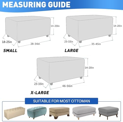 MAXIJIN Thick Jacquard Ottoman Slipcover with Elastic Bottom