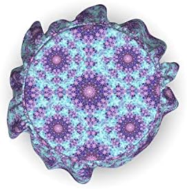Ambesonne Purple Mandala Ottoman Cover Set with Ruffle Skirt