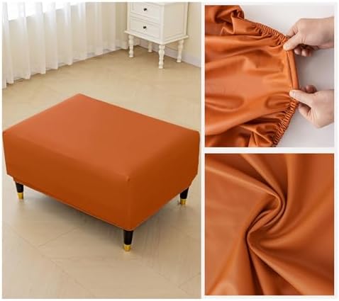 LUXRUB Waterproof PU Leather Ottoman Cover