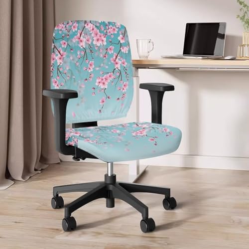 Talayituse Cherry Blossom Print Office Chair Cover 2-Piece Stretchable and Dustproof