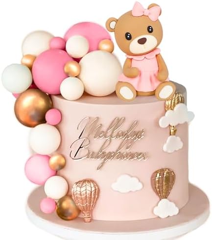 LaVenty Pink Teddy Bear Cake Decoration Set