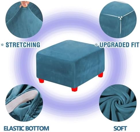 Velvet Stool Cover with Elastic Bottom for 20x20 to 42x42 Ottomans