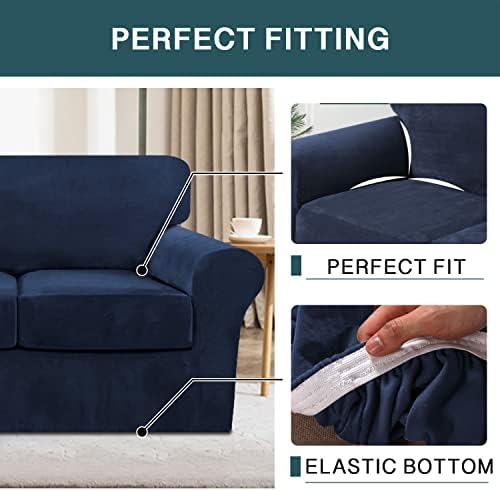 FantasDecor 4 Piece Velvet Sofa Slipcover Set