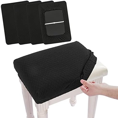 BUYUE 4 Pc Vanity Stool Bench Covers Black