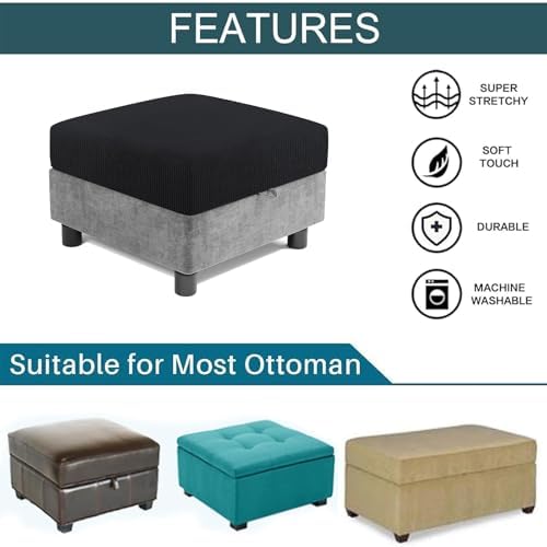 YOCOVER Stretch Modular Storage Ottoman Cover Dark Grey 1pcs