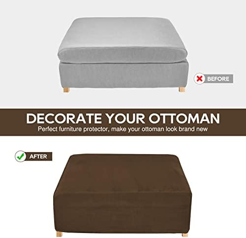 NeColorLife Velvet Square Ottoman Cover Large Brown