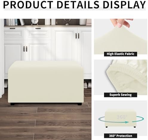 Easy-Going Dual Waterproof Stretch Ottoman Cover for Living Room