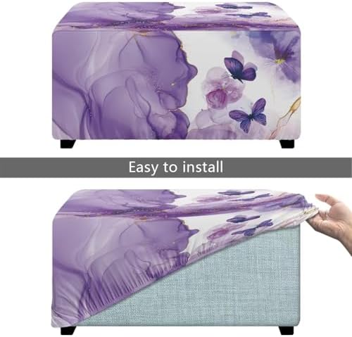 Square Ottoman Covers with Elastic Bottom Removable Slipcover