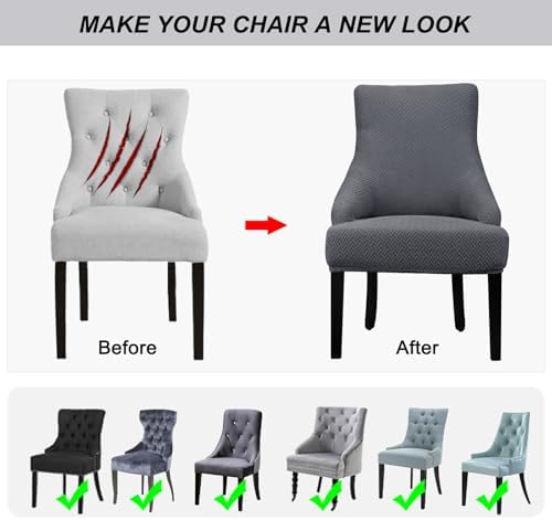 Lellen Stretch Wingback Chair Cover - 4PCS Dark Grey