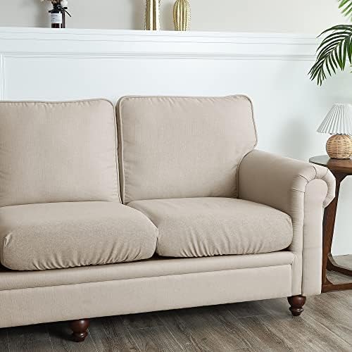StangH Linen Sofa Cushion Covers 3 Pack Taupe