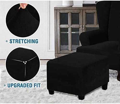 Square Ottoman Slipcover Stretch Velvet Folding Storage Stool Furniture Protector