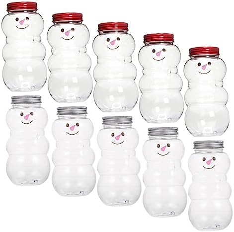 Cabilock 10pcs Snowman Beverage Bottles for Party Packaging