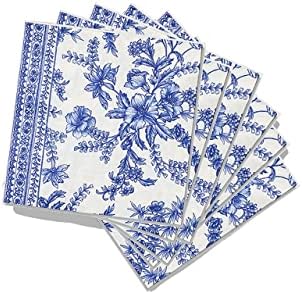 Coterie Blue Floral Paper Napkins Set of 25