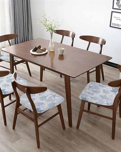 DecorLovee Blue Grey Coastal Chair Covers Set of 4