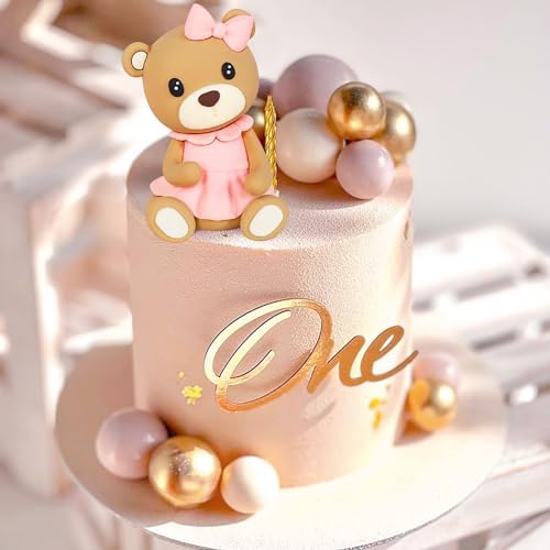 LaVenty Pink Teddy Bear Cake Decoration Set