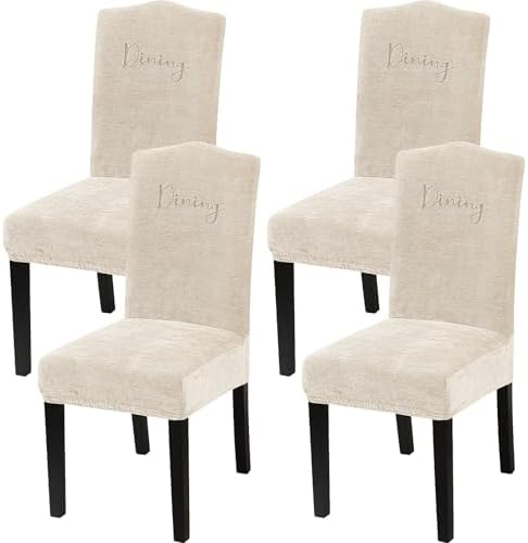 Turquoize Dining Chair Covers Set of 4 Beige Embroidery