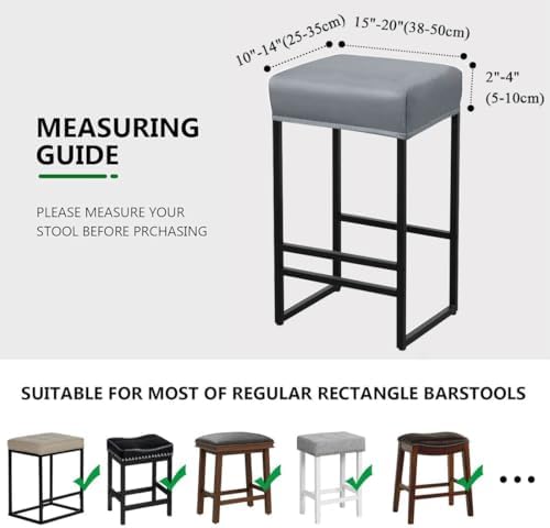 Waterproof Bar Stool Covers Set of 4 Dark Gray PU Leather