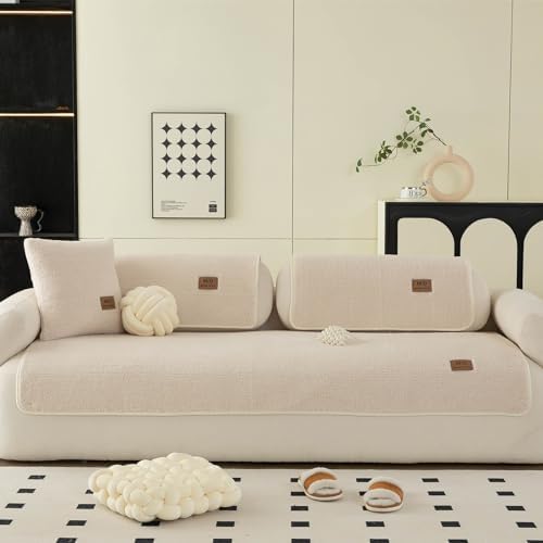 Sherpa Fleece Sofa Cover Non-Slip Warm Plush Kids Pets Friendly