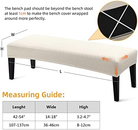 YISUN Jacquard Dining Bench Cover Stretch Washable Removable Seat Protector Beige