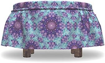 Ambesonne Purple Mandala Ottoman Cover Set with Ruffle Skirt