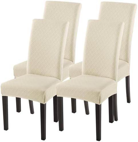 SearchI Dining Chair Covers Set of 4 Beige Rhombus