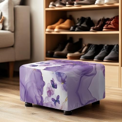 Square Ottoman Covers with Elastic Bottom Removable Slipcover