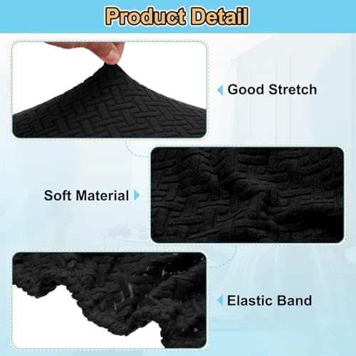 Uxcell Stretch Ottoman Cover for Foot Stool Living Room Bedroom Black Medium