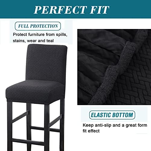 HFCNMY Bar Stool Covers 2 Pack with Backs and Elastic Bands Black