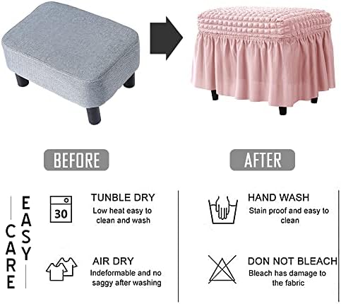 XMNTG Stretch Pink Seersucker Stool Cover with Skirt