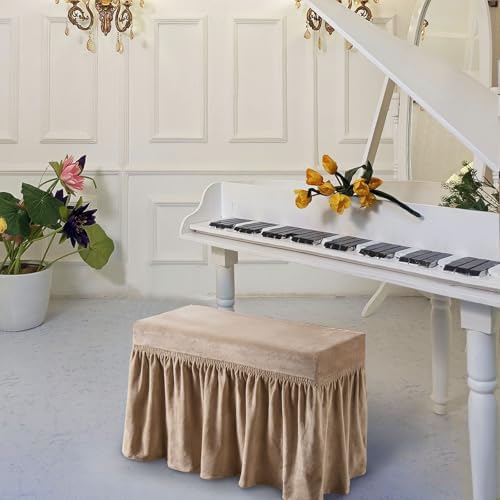 NICEEC Spandex Piano Bench Cover with Skirt and Ottoman
