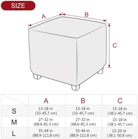 Waterproof Square Ottoman Cover with Elastic Band S Pink