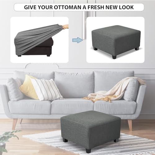 Soft Stretch Jacquard Square Ottoman Cover