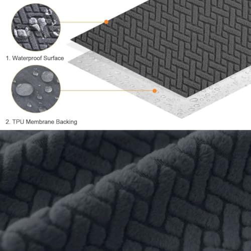 Levoberg Waterproof Square Ottoman Cover Dark Gray