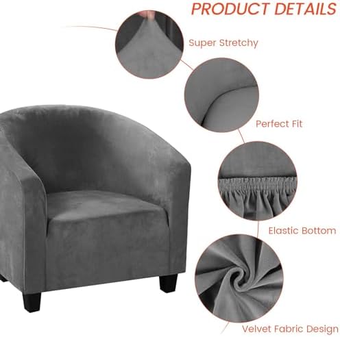 TOPCHANCES 2 Piece Club Chair and Ottoman Slipcover Set