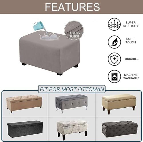 Waterproof Velvet Ottoman Cover for Stools - Brown