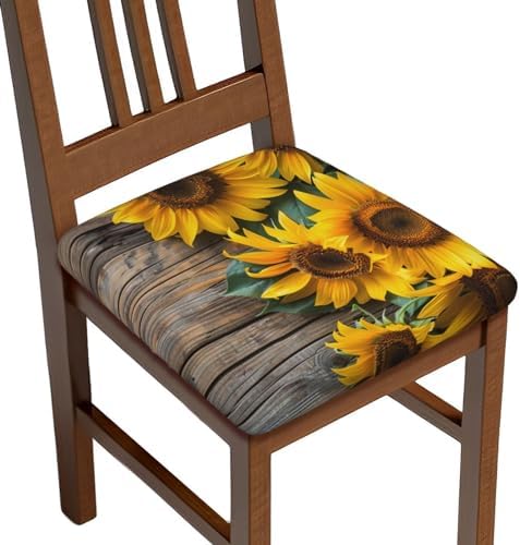 Sunflowers and Postcard Dining Chair Seat Covers 169 Four Pack