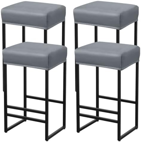 Waterproof Bar Stool Covers Set of 4 Dark Gray PU Leather