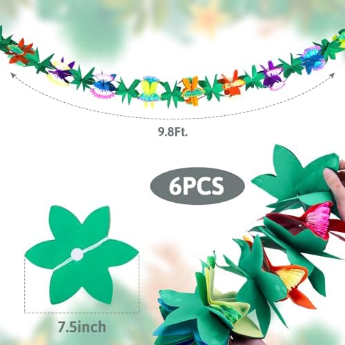 FUTUREPLUSX 6PCS Tropical Garland Decorations for Summer Parties