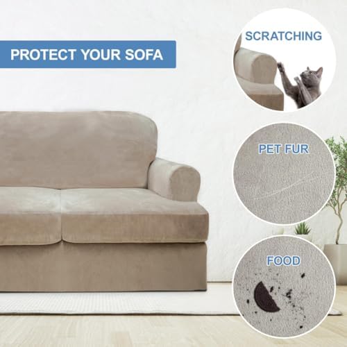 CUCRAF Velvet Sofa Cover 4 Piece Set