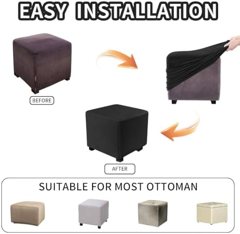 DUJUIKE Velvet Stool Cover for Square Ottoman